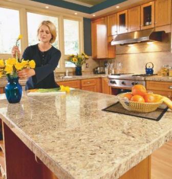 Client with restored countertop